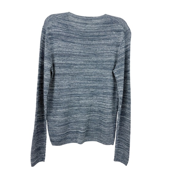 John Varvatos Erik Textured Long Sleeve Sweater Size S Dutch Blue Linen Crew - Picture 3 of 6